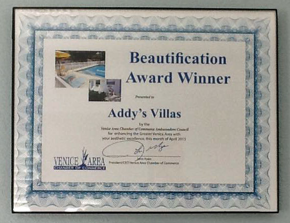 Addy’s Villas Receives Award